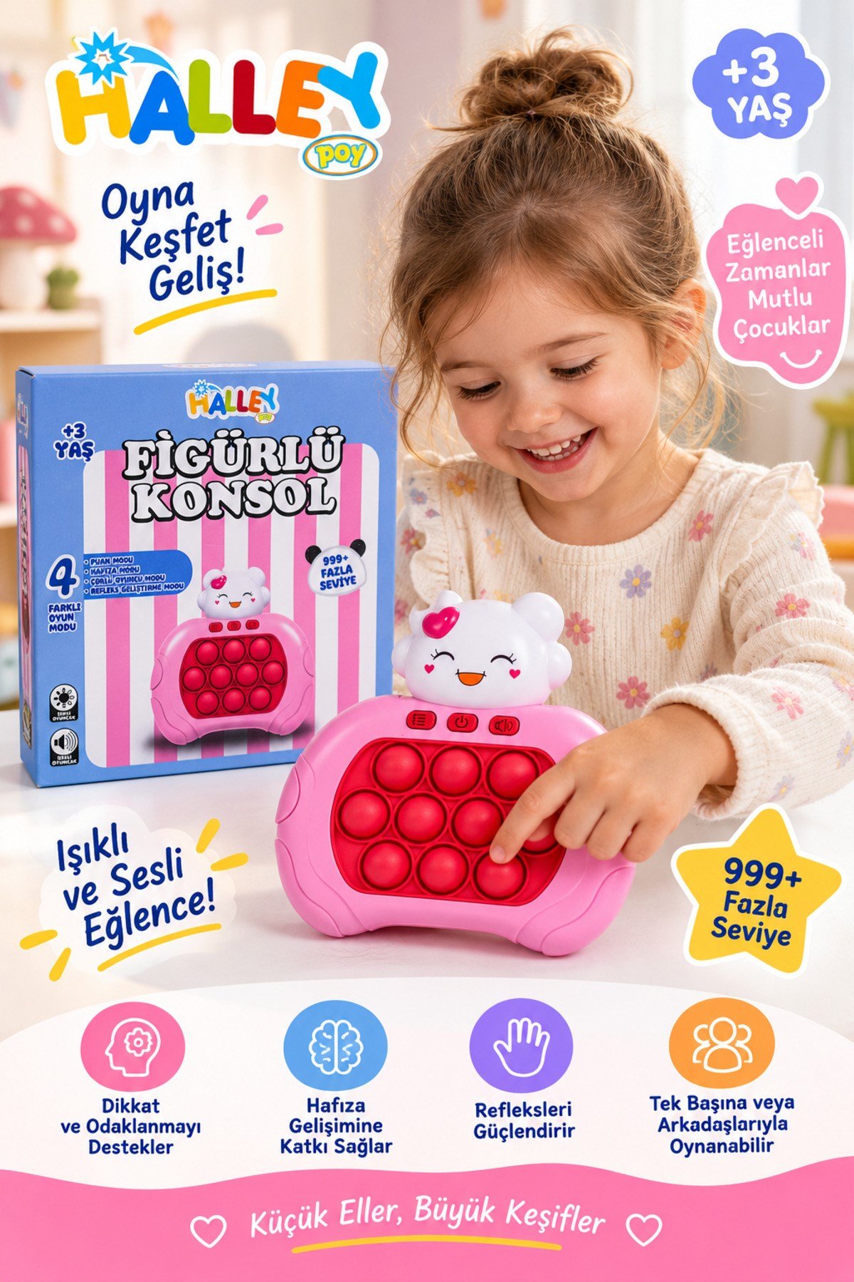 Kedi Figürlü Konsol Oyuncak Hafıza Geliştiren Popitli Oyun
