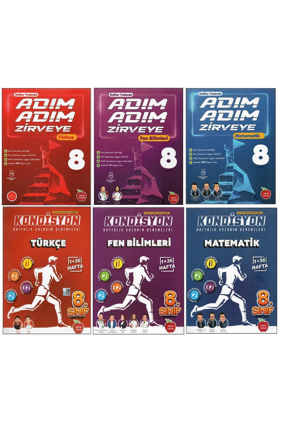 NEWTON 8. SINIF ADIM ADIM ZİRVEYE TÜRKÇE+FEN +MATEMATİK+KONDİSYON TÜRKÇE+FEN B.+MATEMATİK (6 KİTAP)