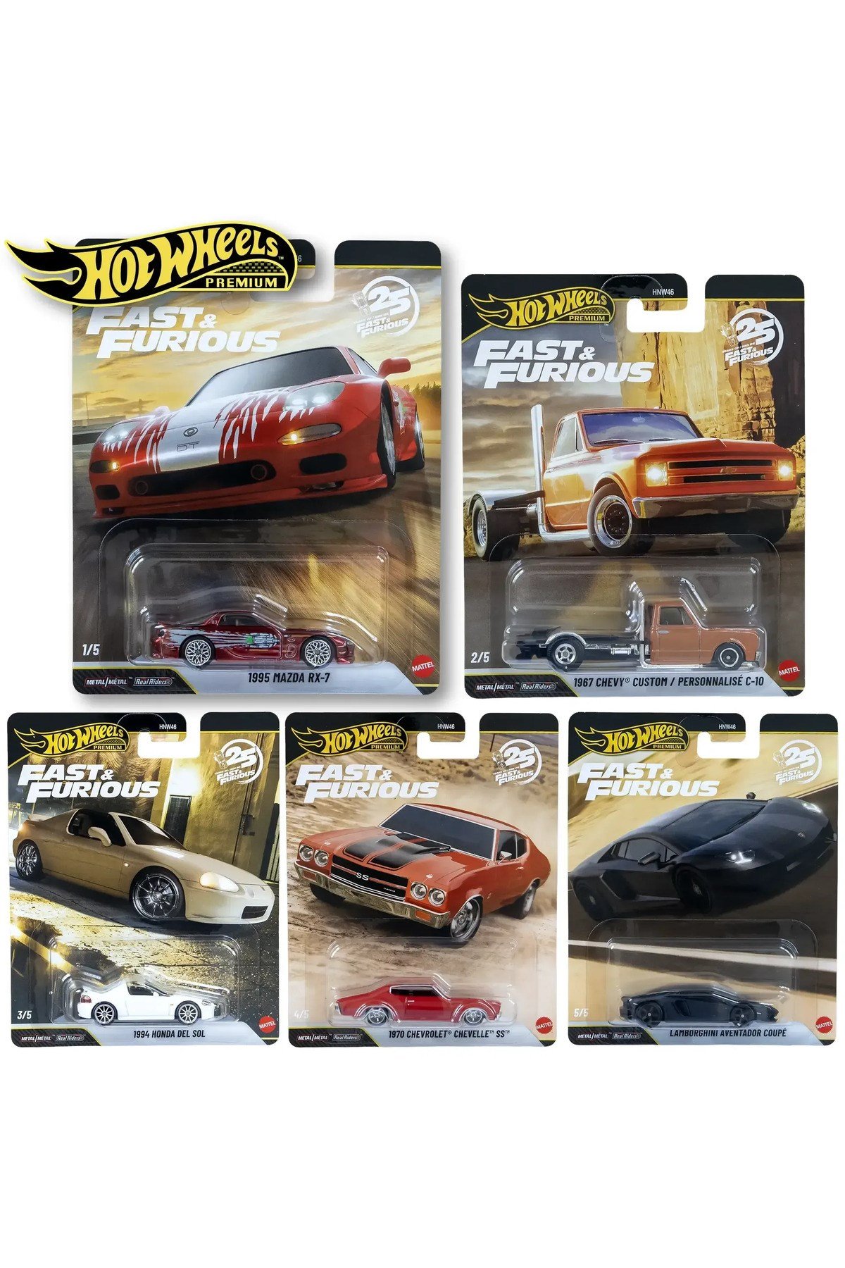 Premium Fast Furious 25. Yıl Seti Mazda RX 7 Lamborghini Aventador Coupe HNW46 - 979P