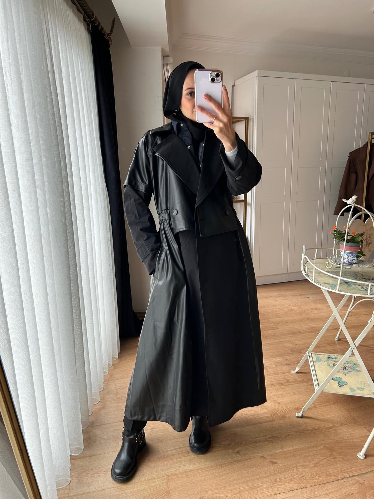 DERİ MİXLİ MAXİ BOY TRENÇ