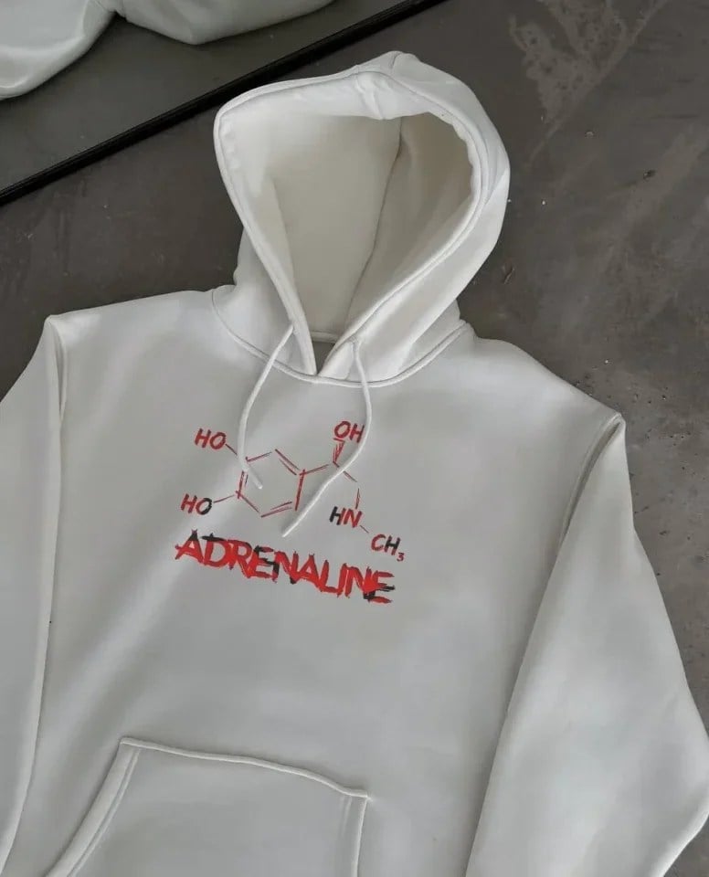 Kışlık Uzun Kol Kapüşonlu SweatShirt - Beyaz