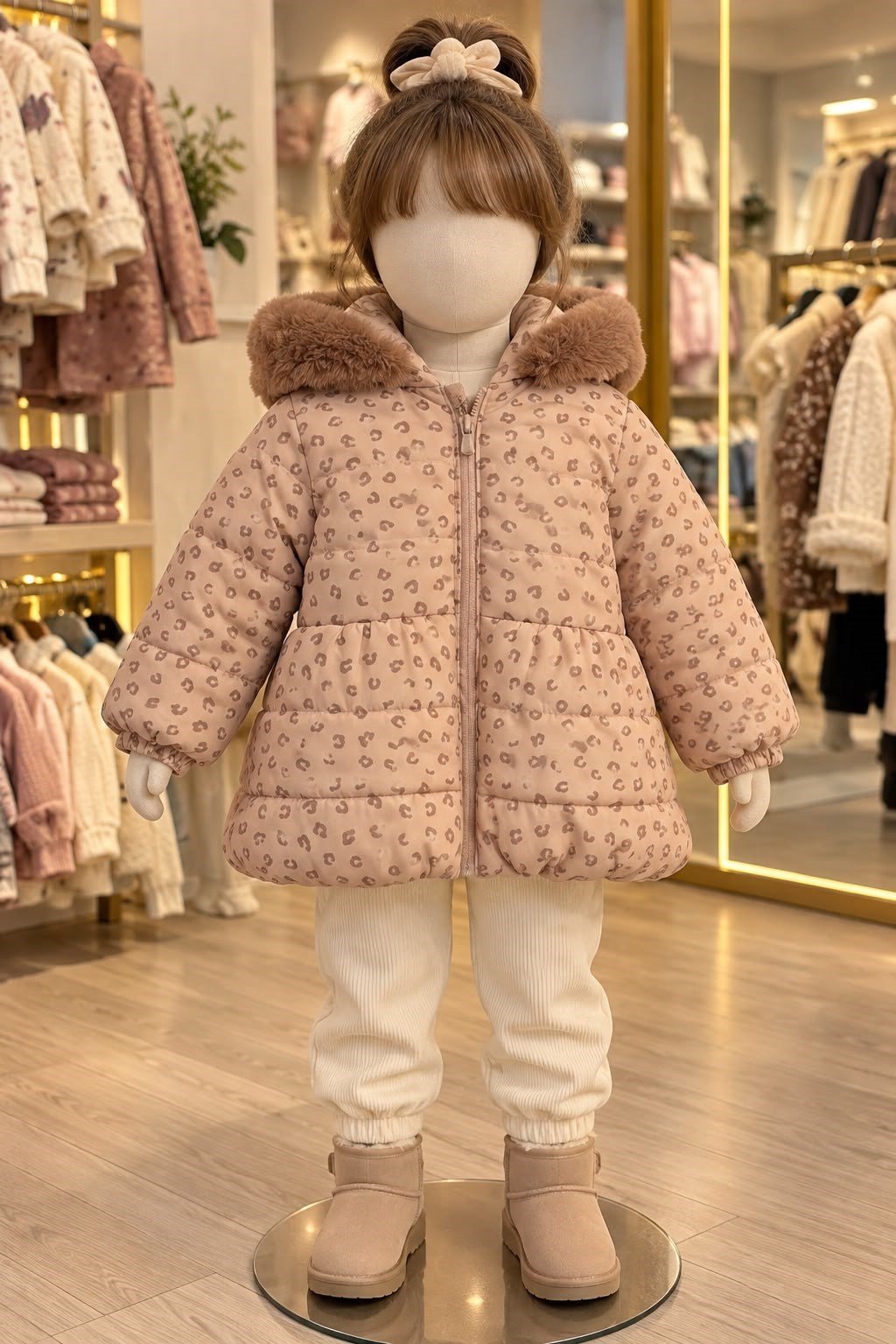 LEOPAR DESENLİ MONT PEMBE