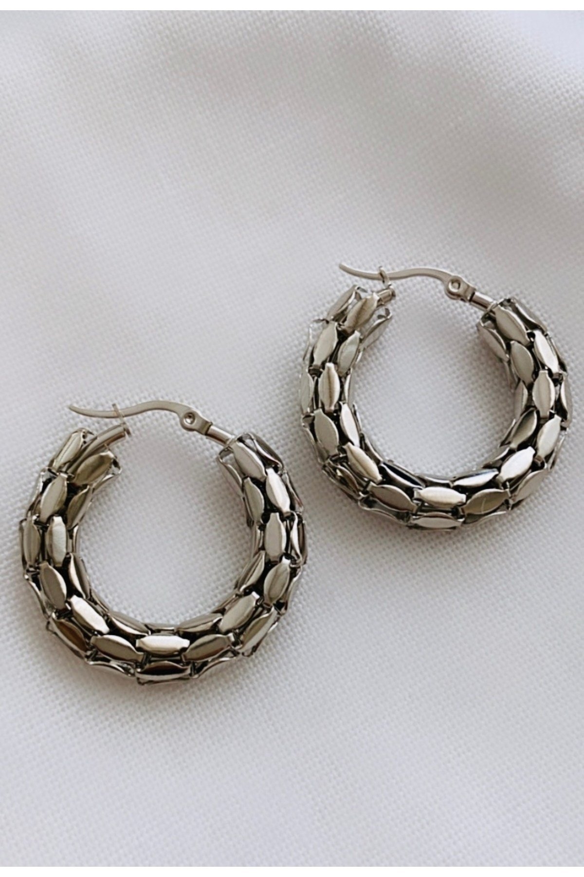 Çelik Arpa Model Halka Küpe (3 cm)