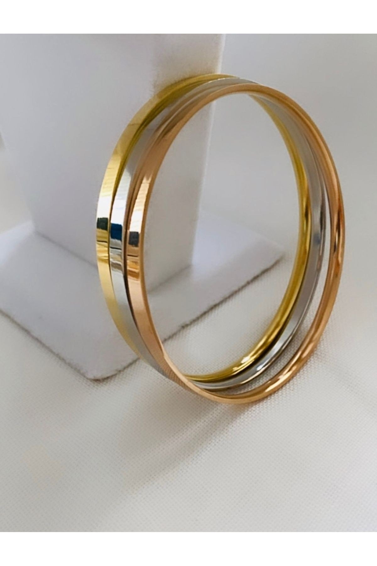 Çelik Düz Model 3 Renkli Ajda Bilezik (6,5 cm)
