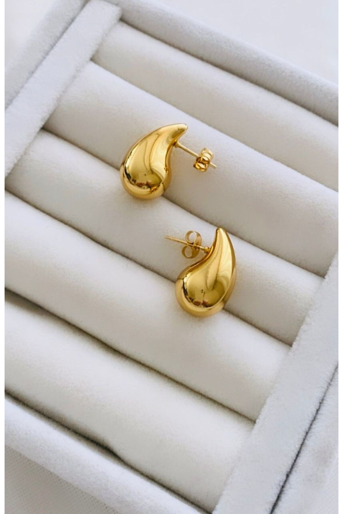 Çelik Gold Damla Küpe (2 cm)