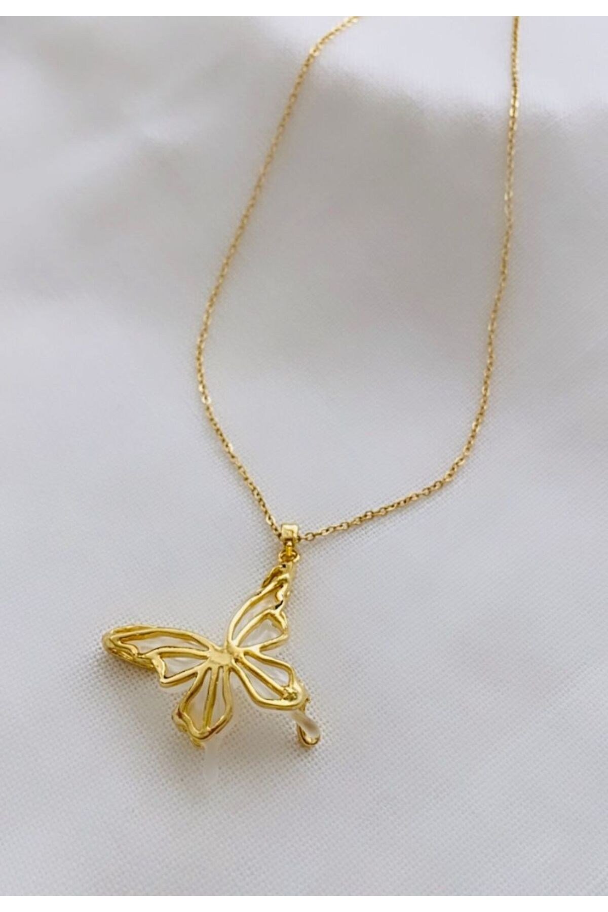 Çelik Kelebek Zincir Kolye (40+5 cm)