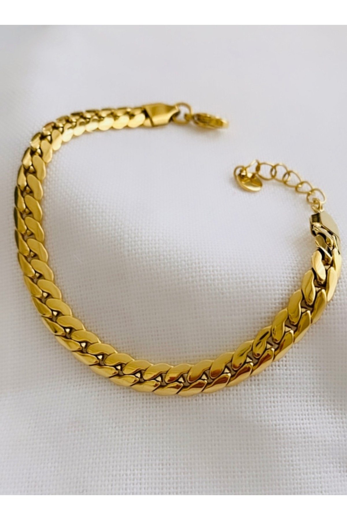Çelik Örme Unisex Gold Bileklik