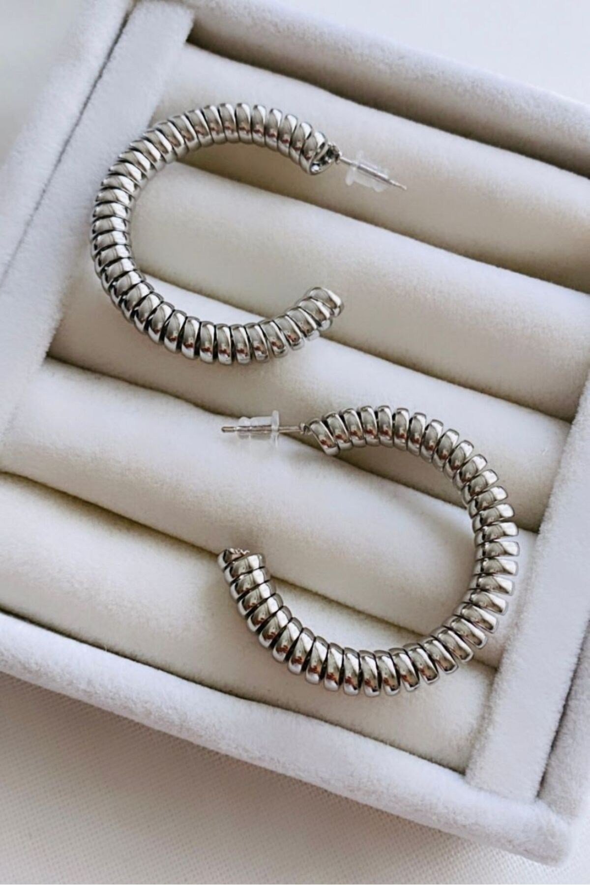 Çelik Spiral Halka Küpe (4 cm)