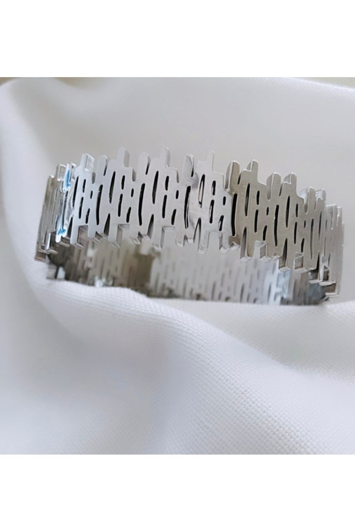 Çelik Zigzag Silver Kelepçe Bileklik