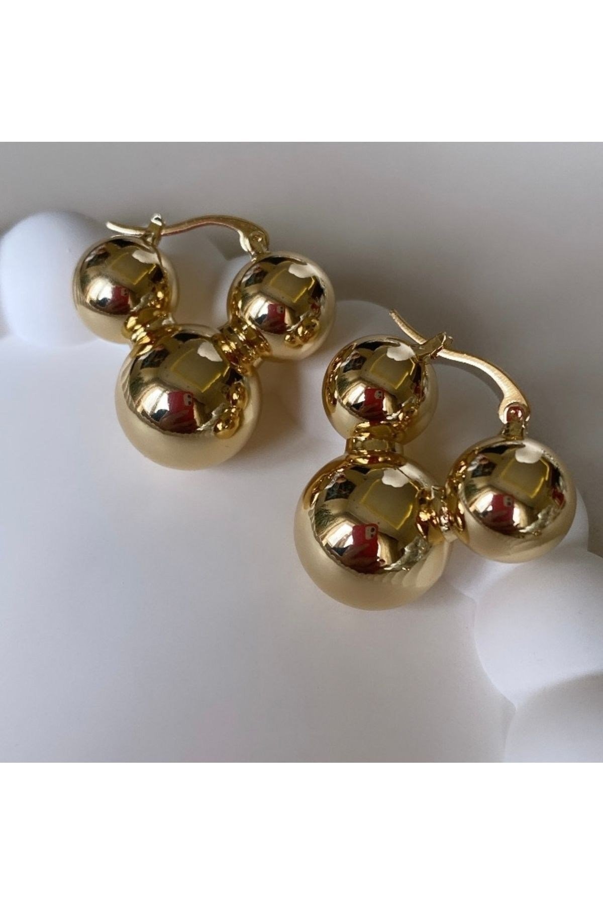 Gold Üçlü Top Küpe