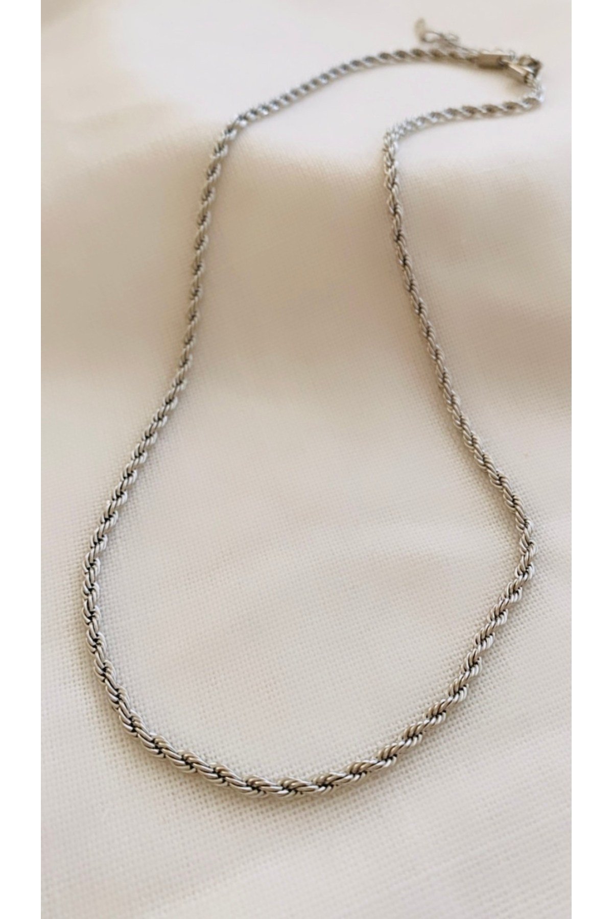 İnce Burgu Silver Çelik Kolye (45+5 cm)