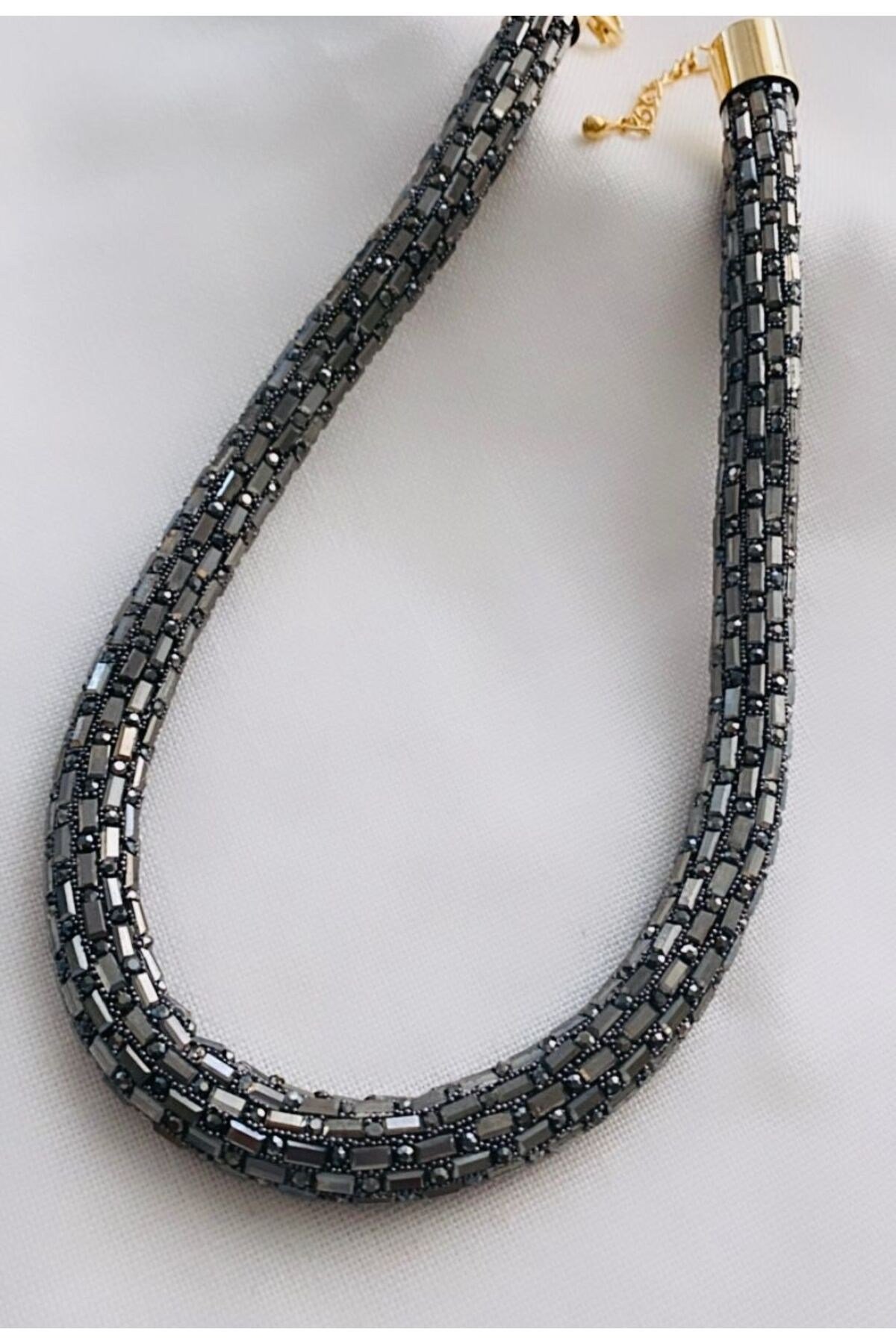 İthal Kristal Boncuk Kolye (42+8 cm)