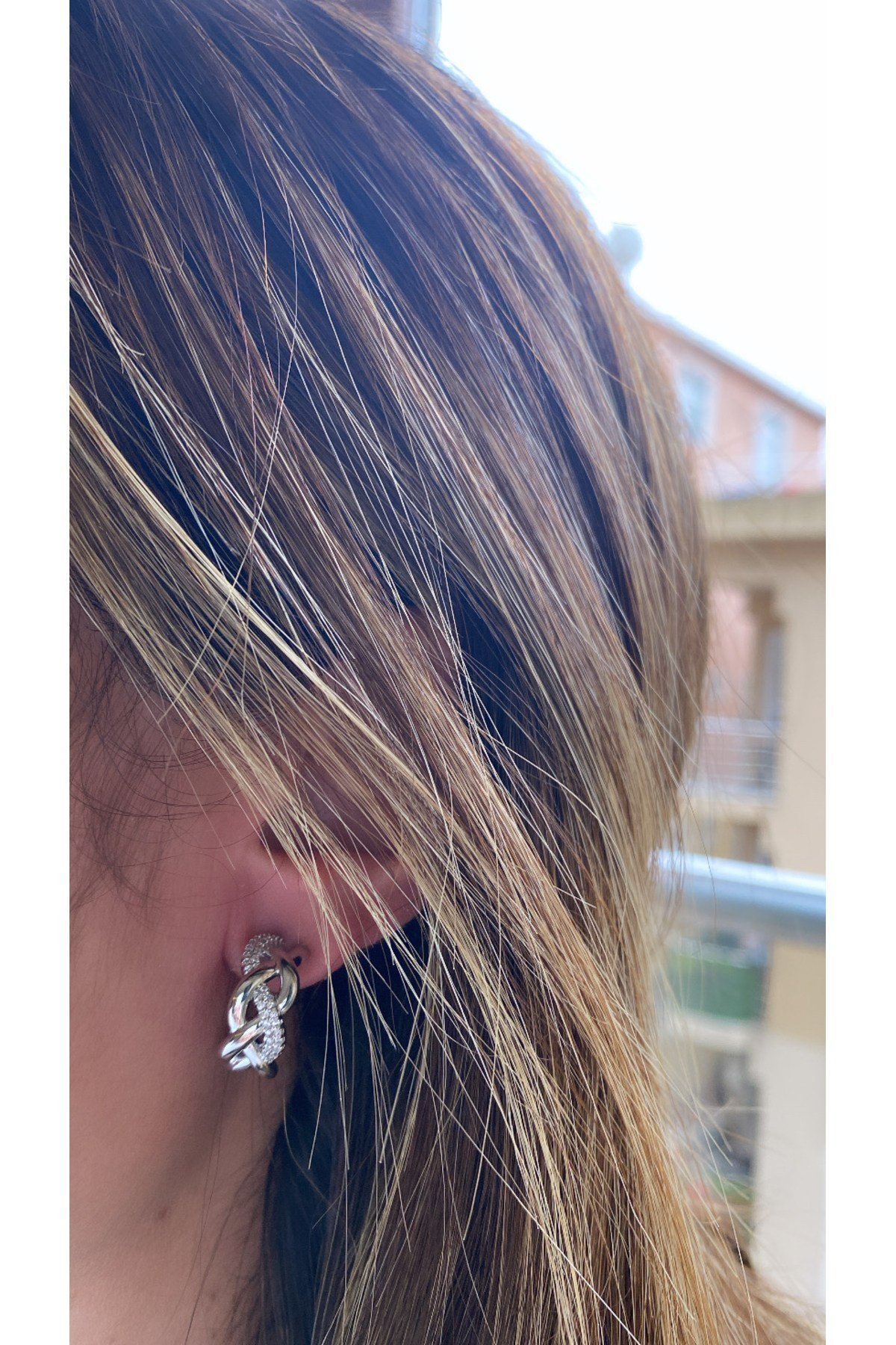 Ithal Zirkon Taşlı Silver Küpe