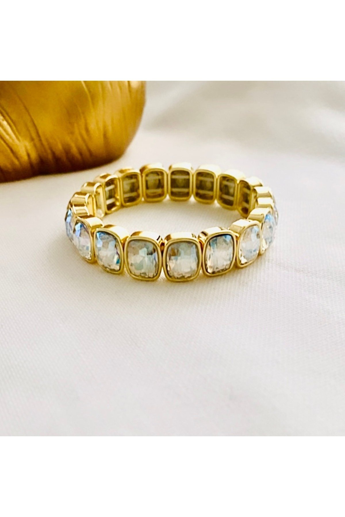 Kristal Taşlı Esnek Bileklik ( Kalınlık :1 cm)