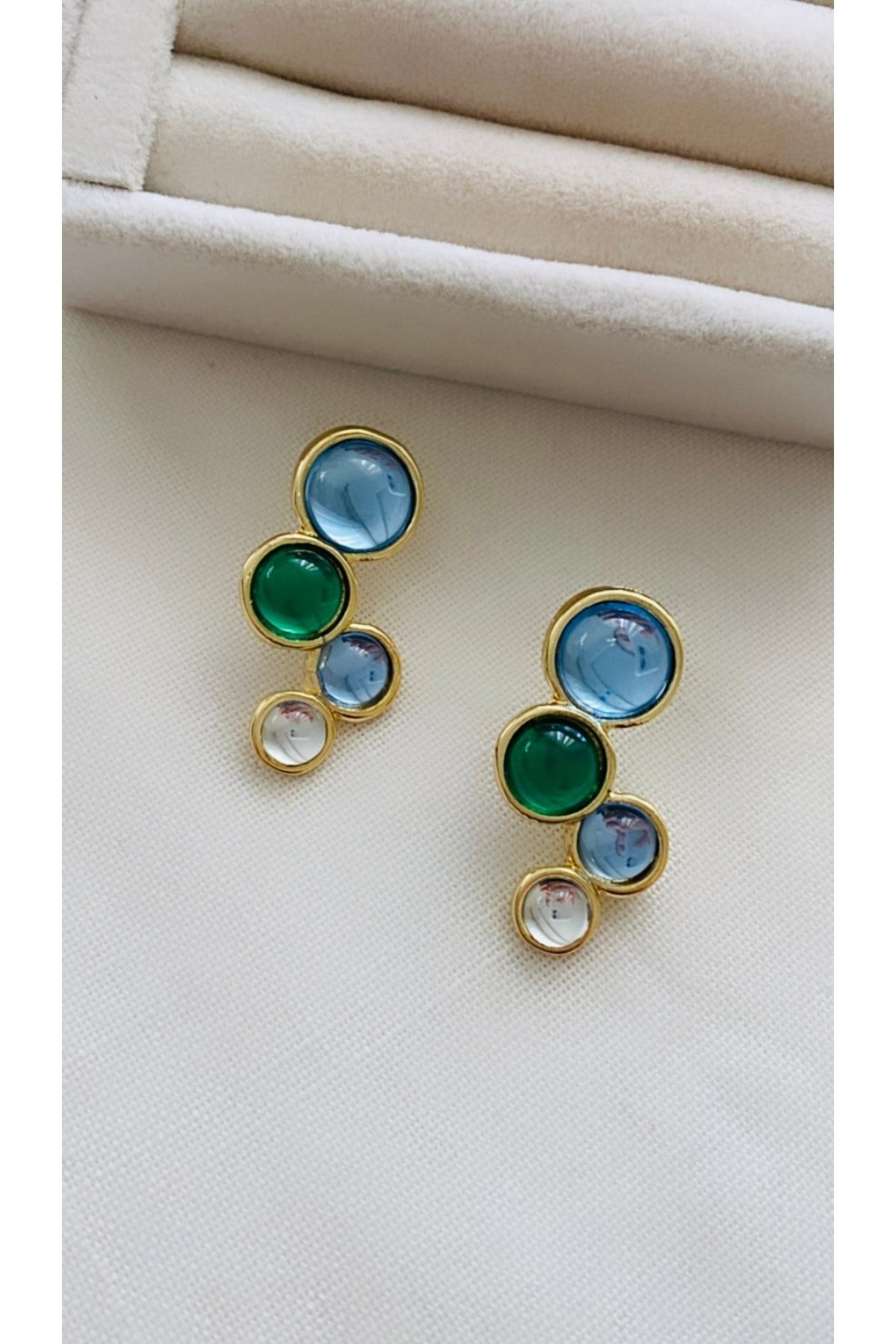 Renkli Daire Model Tasarım Küpe (4 CM