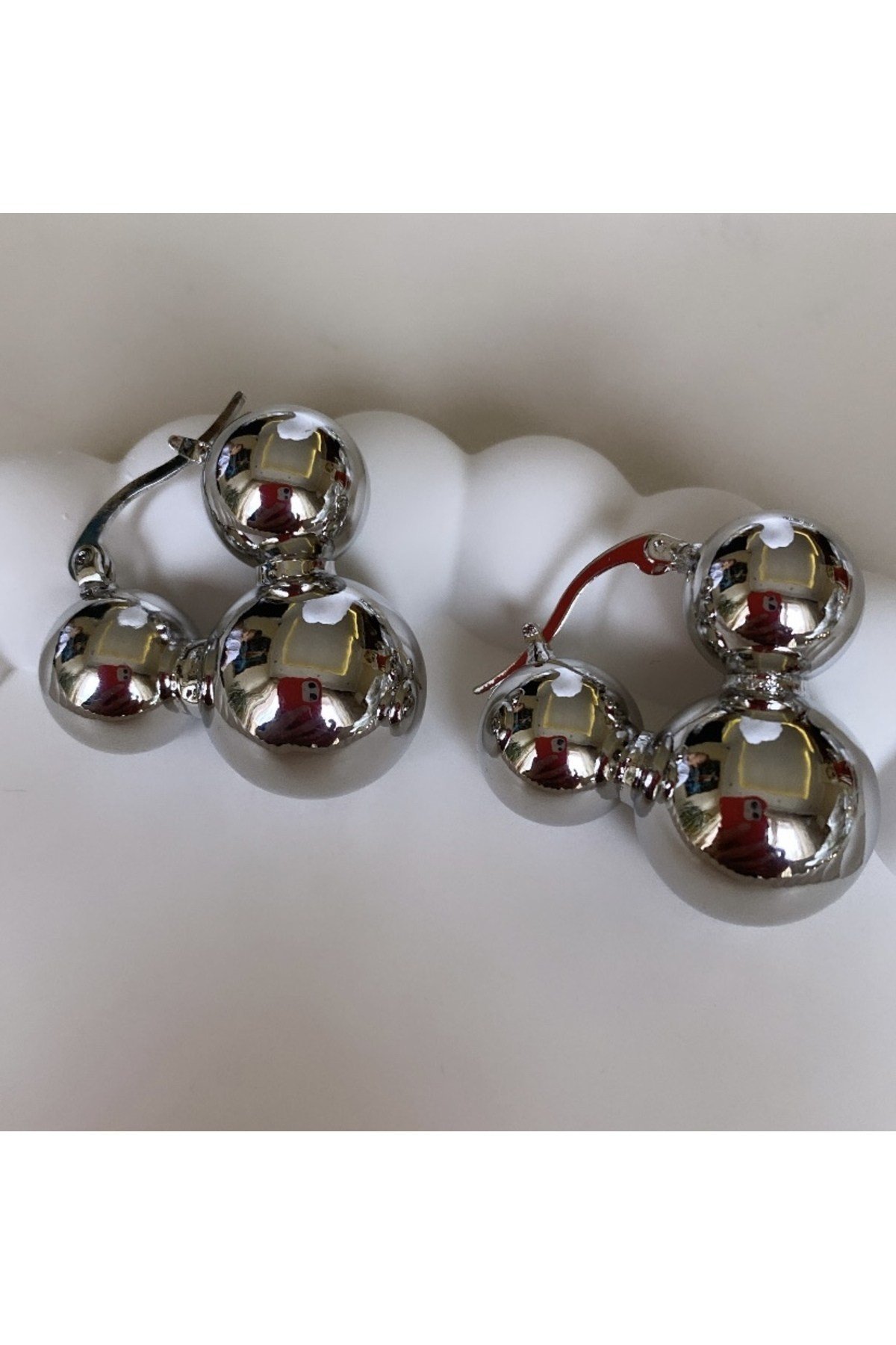 Silver Üçlü Top Küpe