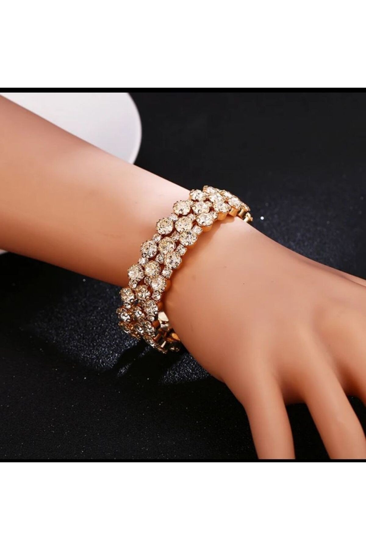 Taşlı Sarmal Model Gold Bileklik