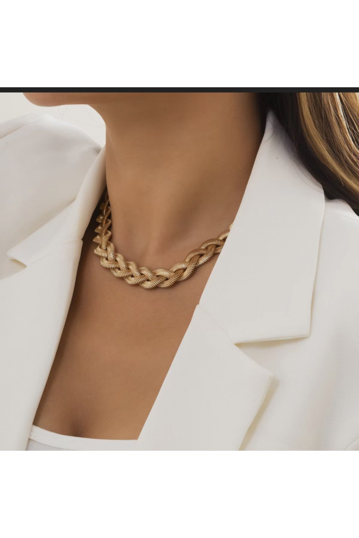 Vip Seri Gold Örgü Kolye (51 CM)