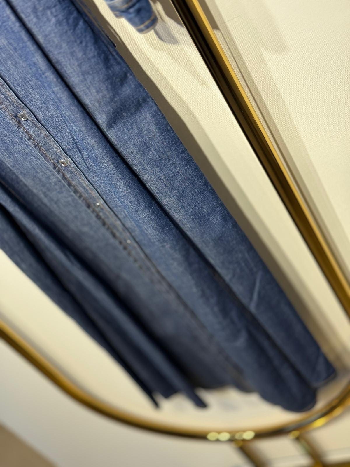 EXQUİSE Arnaude Yandan Bağcık Detaylı Uzun Denim Elbise