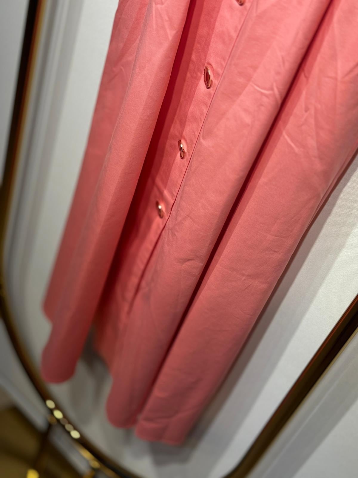 EXQUİSE Delray Gold Düğmeli Uzun Elbise