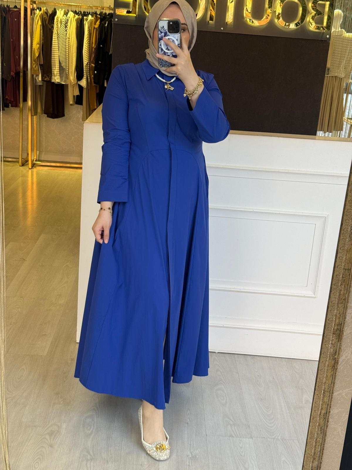 EXQUİSE Fanetta Gizli Düğmle Tasarım Uzun Elbise