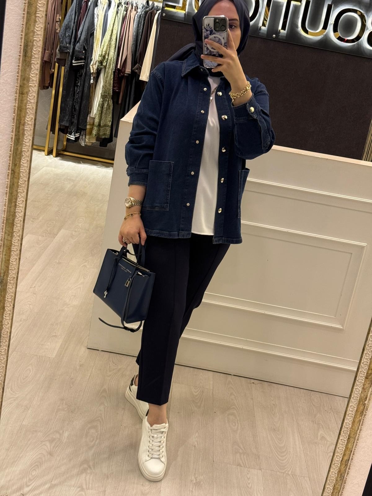EXQUİSE Gold Düğme Salma Denim Ceket