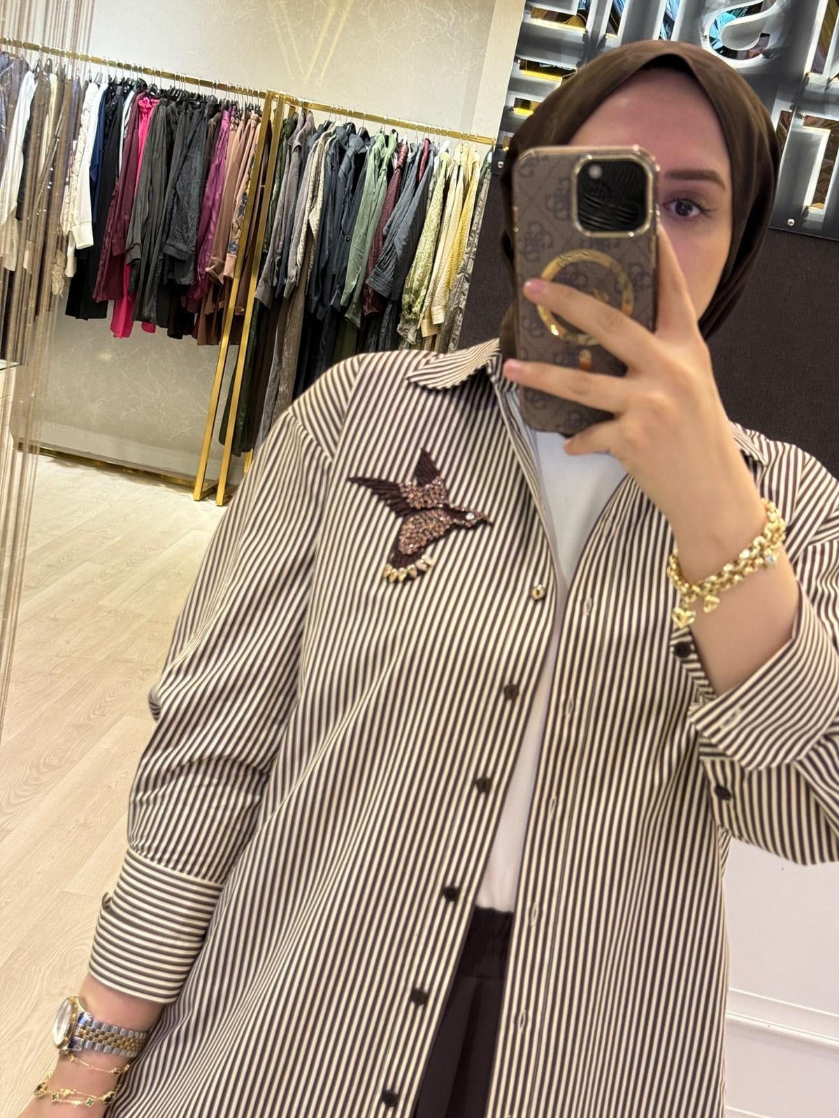 EXQUİSE Kailyn Göğüs Kuş İşlemeli Gömlek