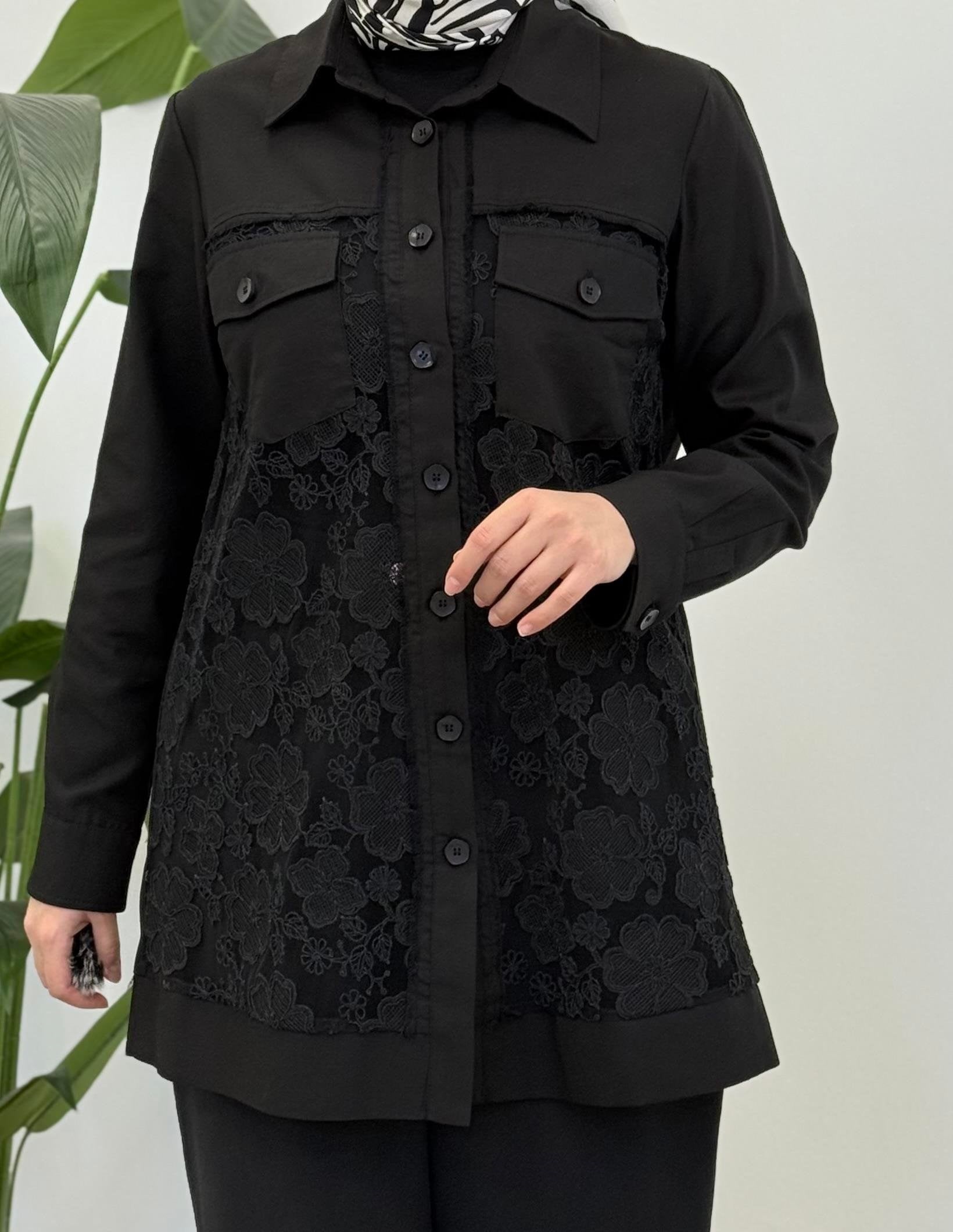FUAT GÜRSEN Nakış İşlemeli Düğme detaylı Cepli Kap