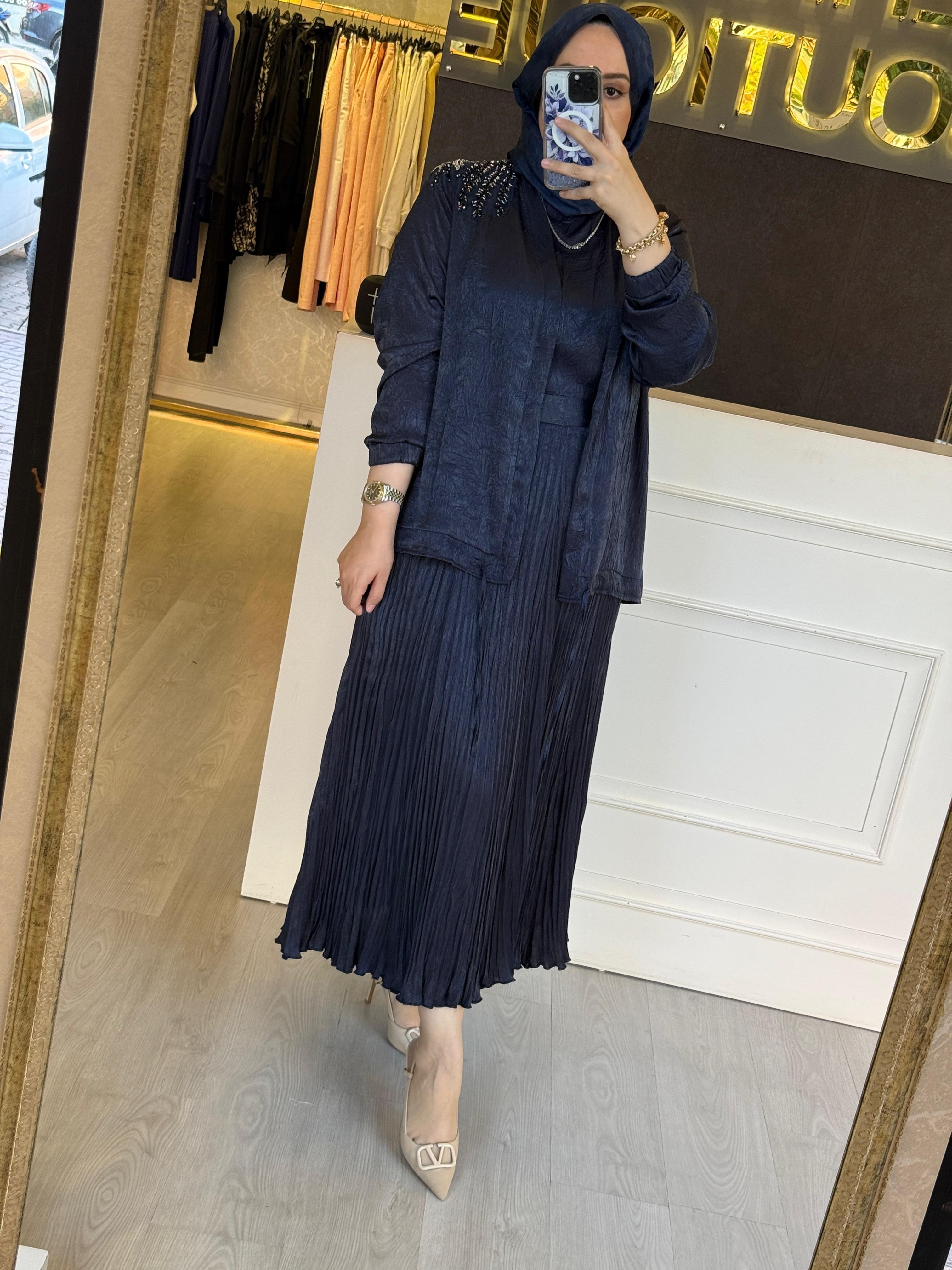 FUAT GÜRSEN Payet İşlemeli Hırka İçlik Etek 3'lü Takım
