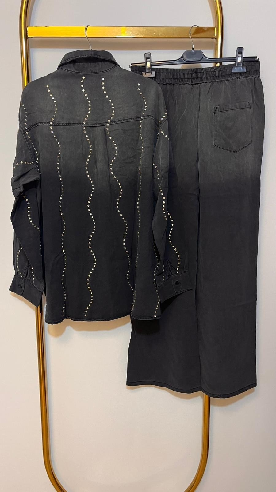 GHİSA Burgu Taş İşleme Denim Pantolon Takım