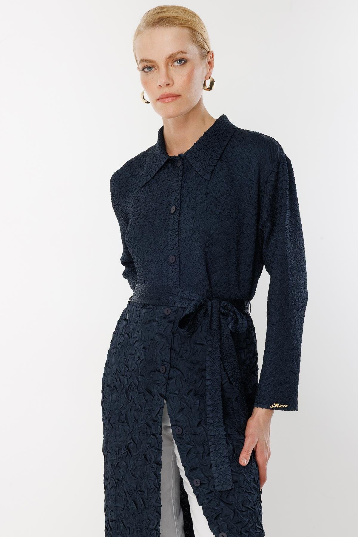 GHİSA Kabartma Kumaş Pardesü
