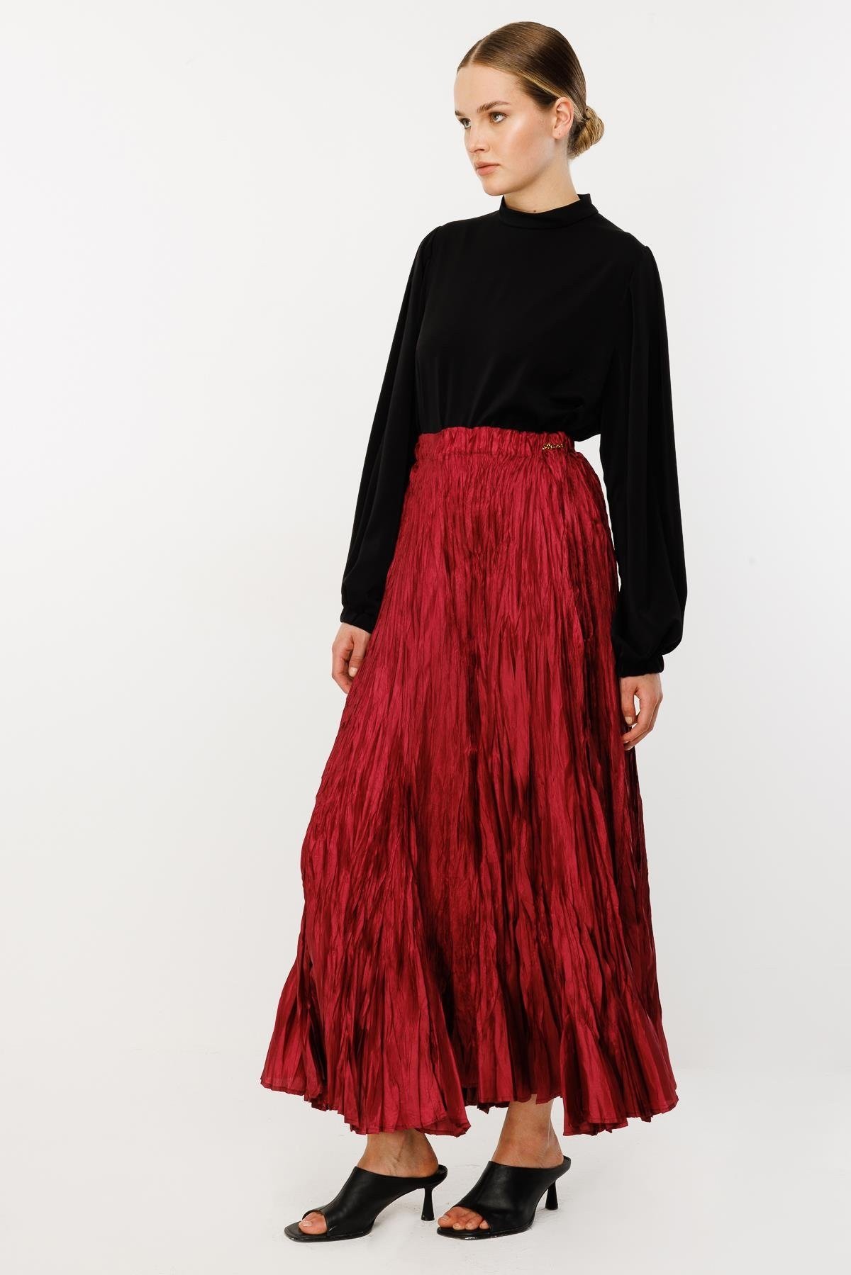 GHİSA Karmaşık Plise Belden Lastikli Etek