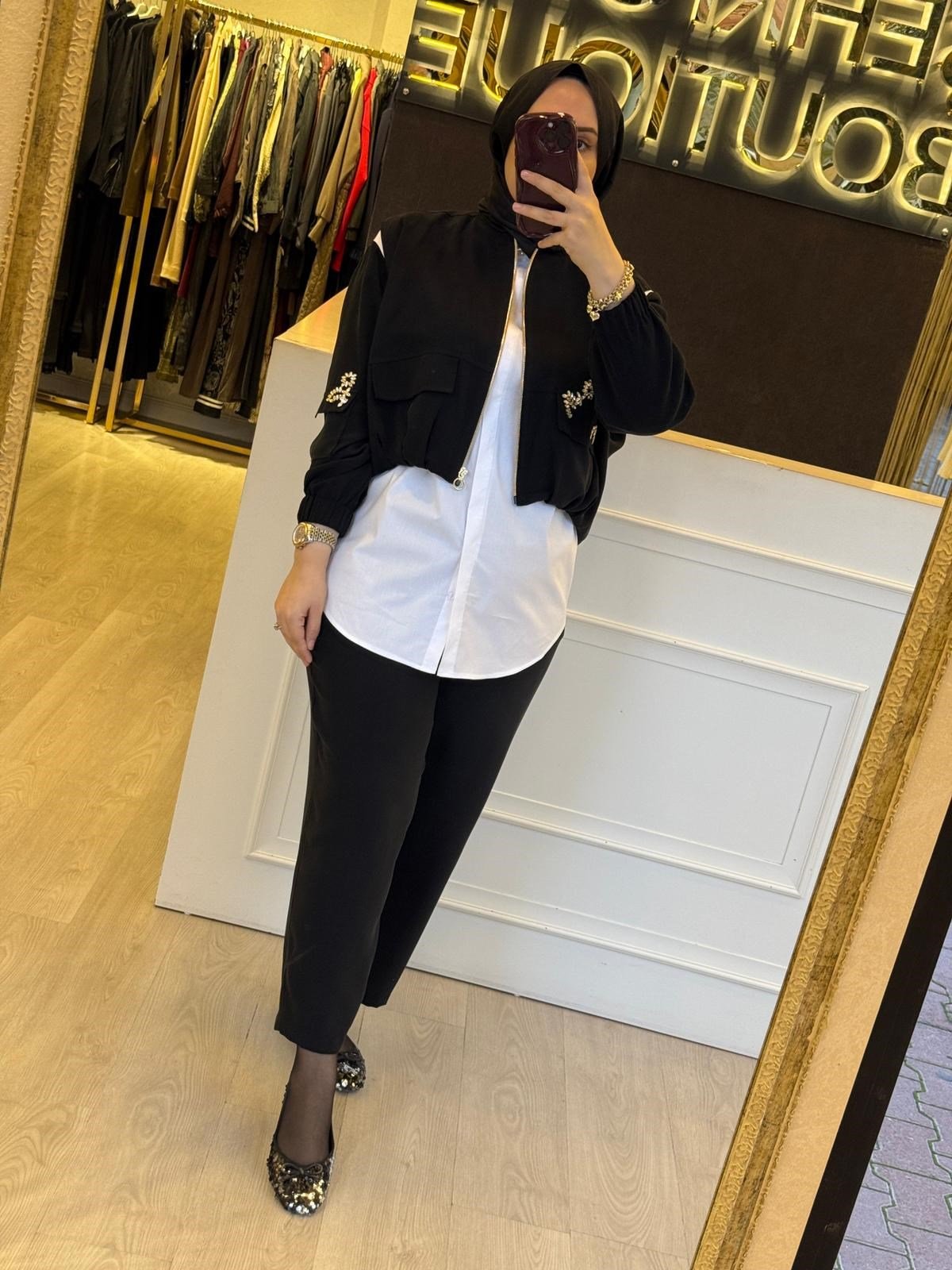 GHİSA Kolları Pırlanta İşleme Detaylı Gömlek Yelek Pantolon Takım