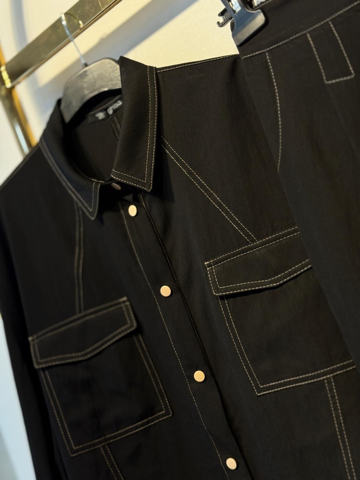 GHİSA Kontrast Dikişli Rahat Gömlek Pantolon  Takım