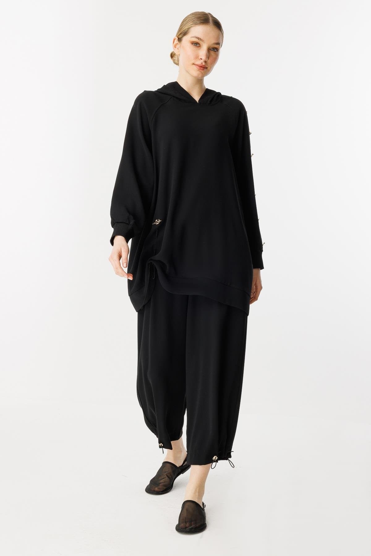GHİSA Omzu Düğme Detaylı Sweatshirt Pantolon Takım