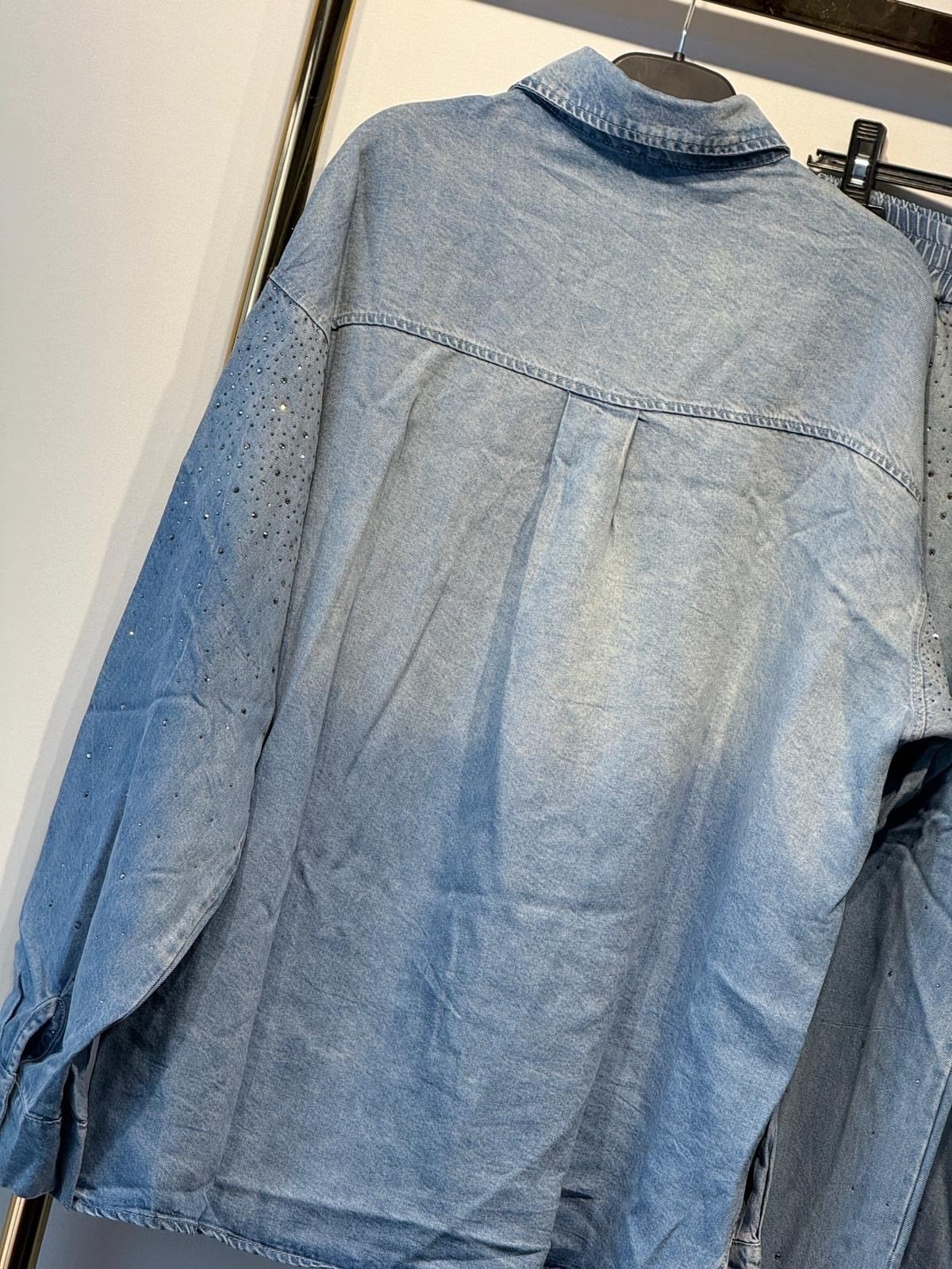 GHİSA Parıltı İşlemeli Denim Gömlek Pantolon Takım