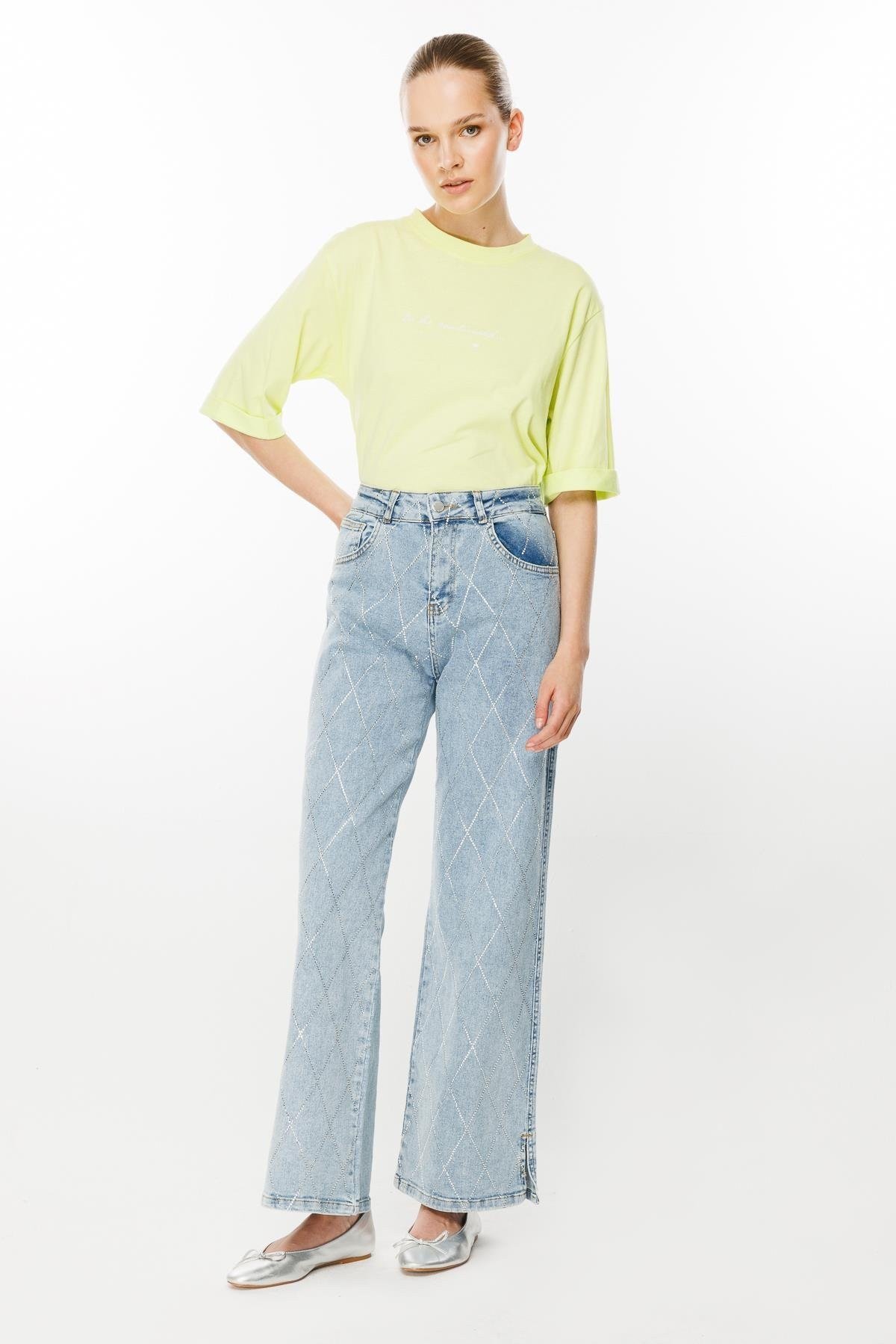 GHİSA TAŞ DETAYLI JEAN KOT PANTOLON