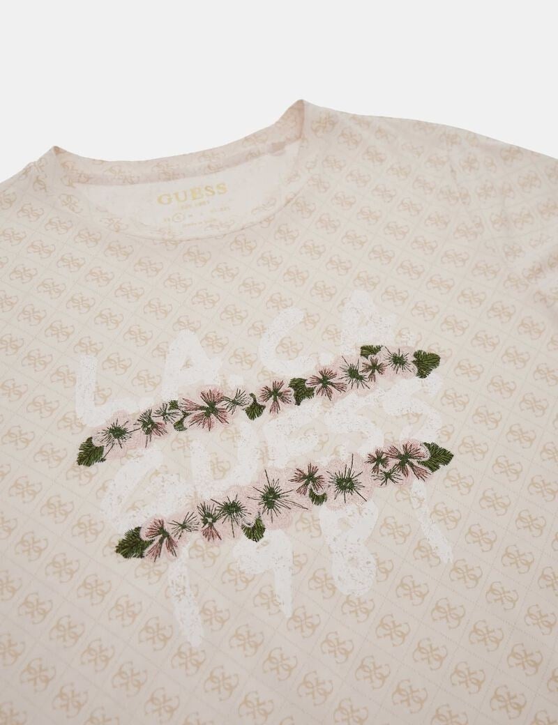 GUESS  Bisiklet Yaka MONOGRAM Baskı Tshirt