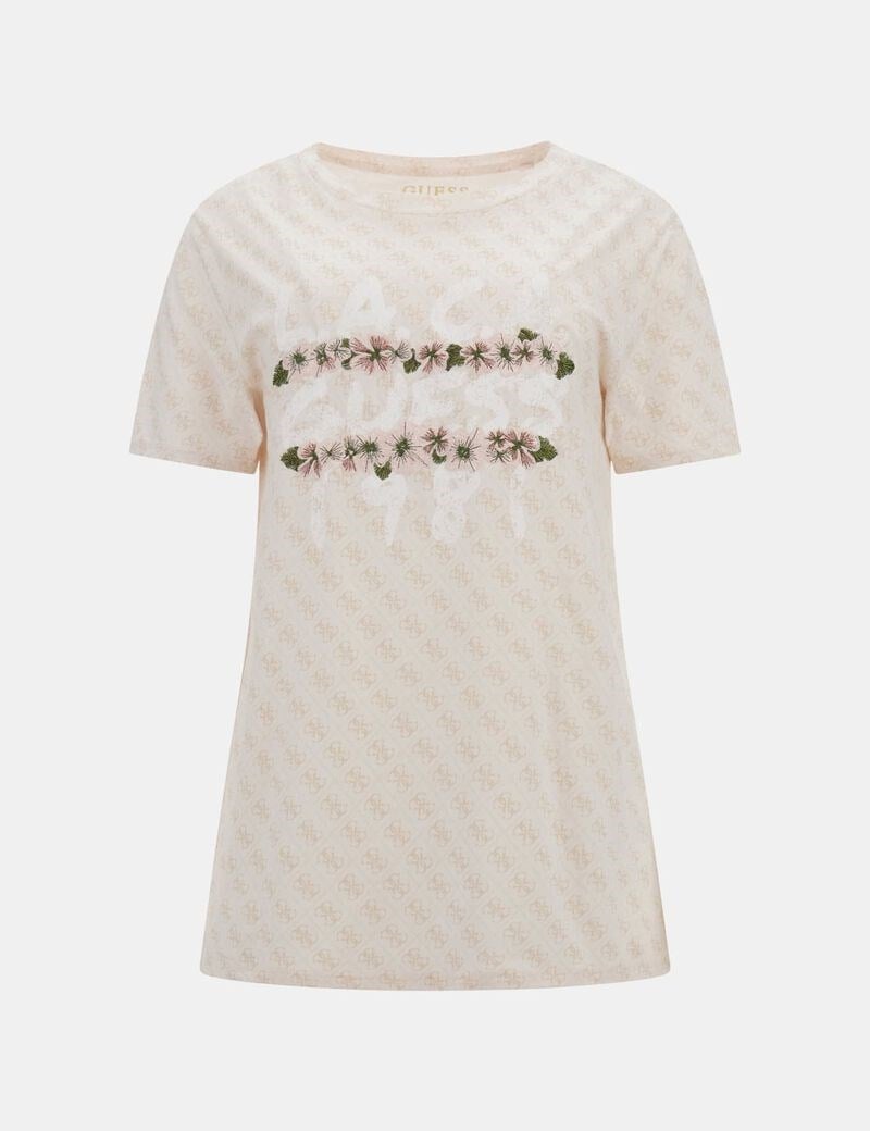 GUESS  Bisiklet Yaka MONOGRAM Baskı Tshirt