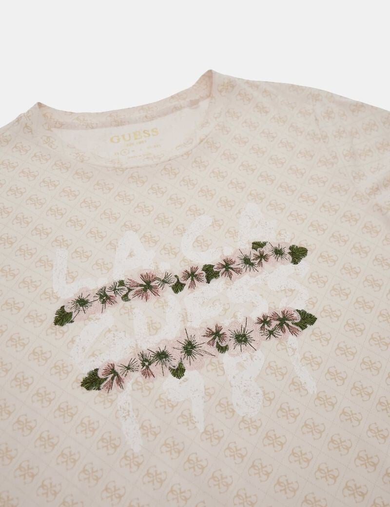 GUESS  Bisiklet Yaka MONOGRAM Baskı Tshirt