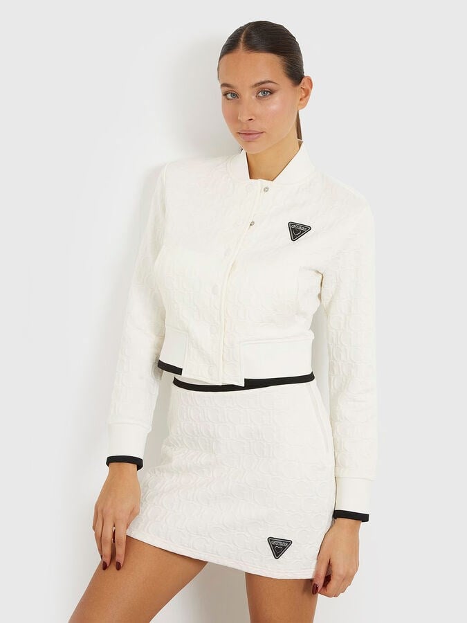 GUESS Kabartma baskılı GJ logolu göbek açık sweatshirt