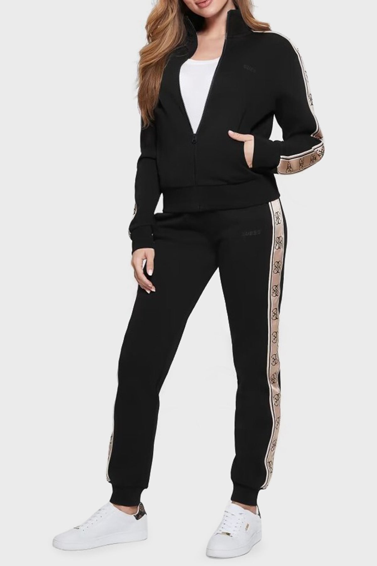 GUESS Yan logo şeritli sweatshirt