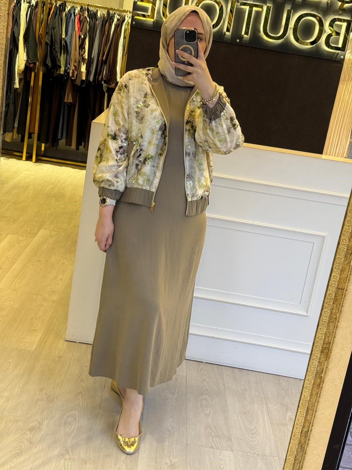 JENNE Batik Desenli Bomber Elbiseli Takım