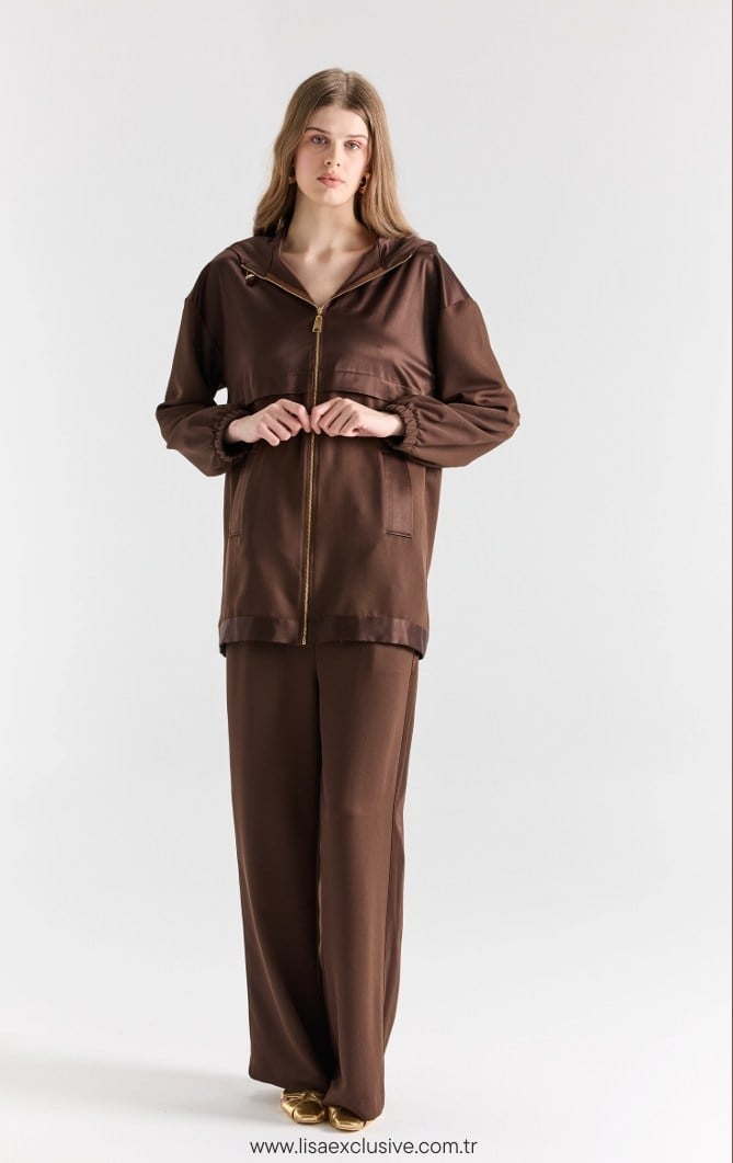 LİSA EXCLUSİVE Gold Detaylı Kapşonlu Sweat - Pantolon Takım