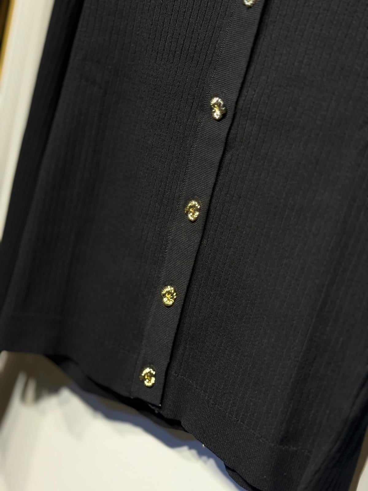 MİSSEMRAMİSS Belle Noir Midi Gold Düğmeli Merserize Hırka