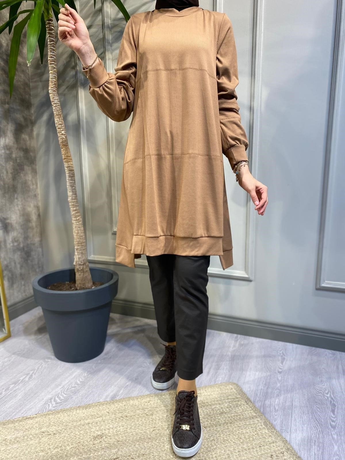 MİSSWHENCE 32024 Dikiş Detaylı Pamuk Tunik