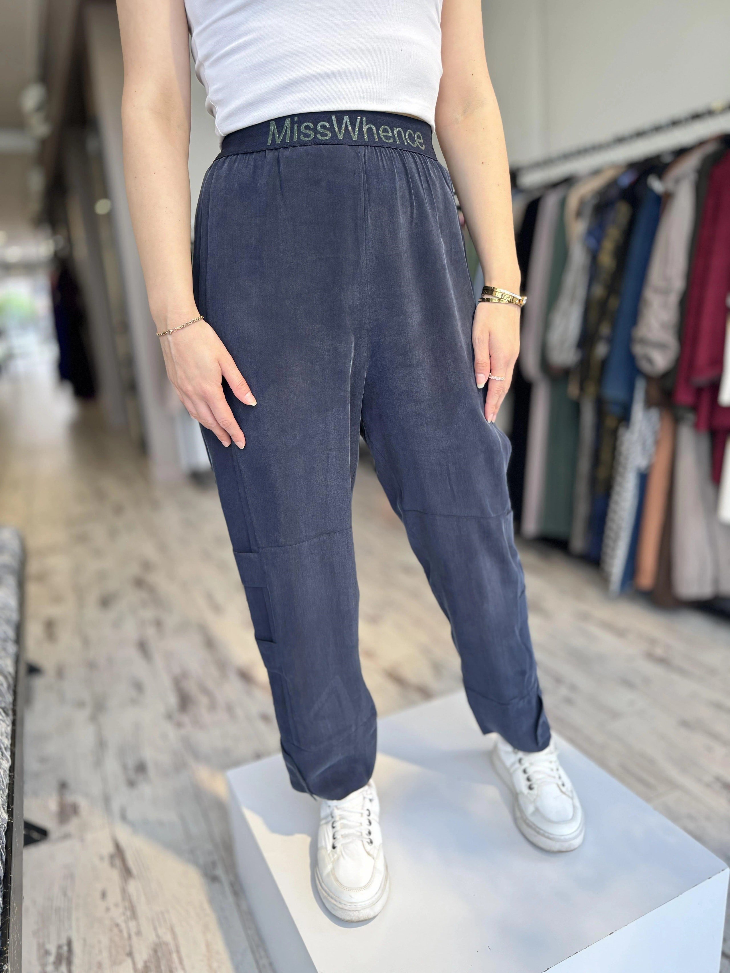 MİSSWHENCE 35121 BELİ LASTİKLİ CUPRO İPEK PANTOLON
