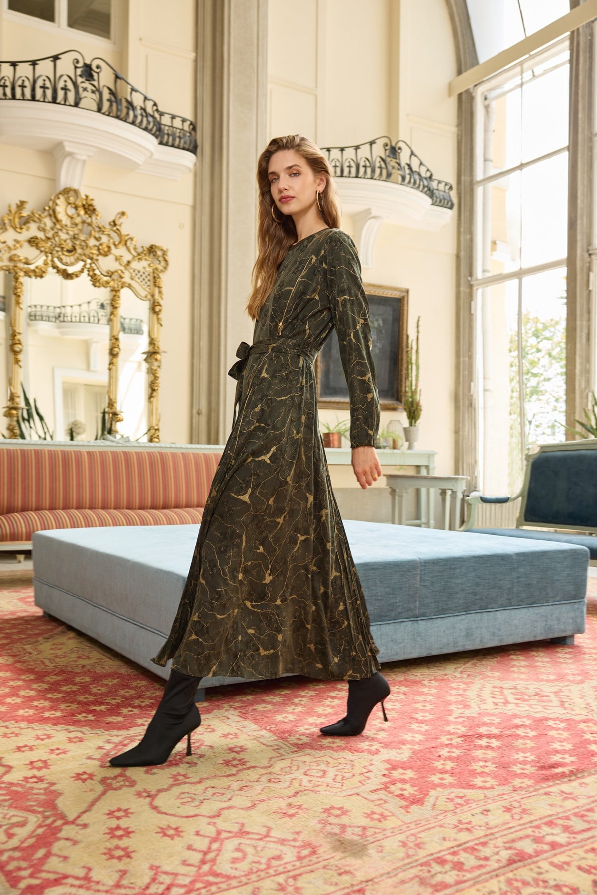 MİSSWHENCE 36802 FERMUAR DETAYLI CUPRO İPEK ELBİSE