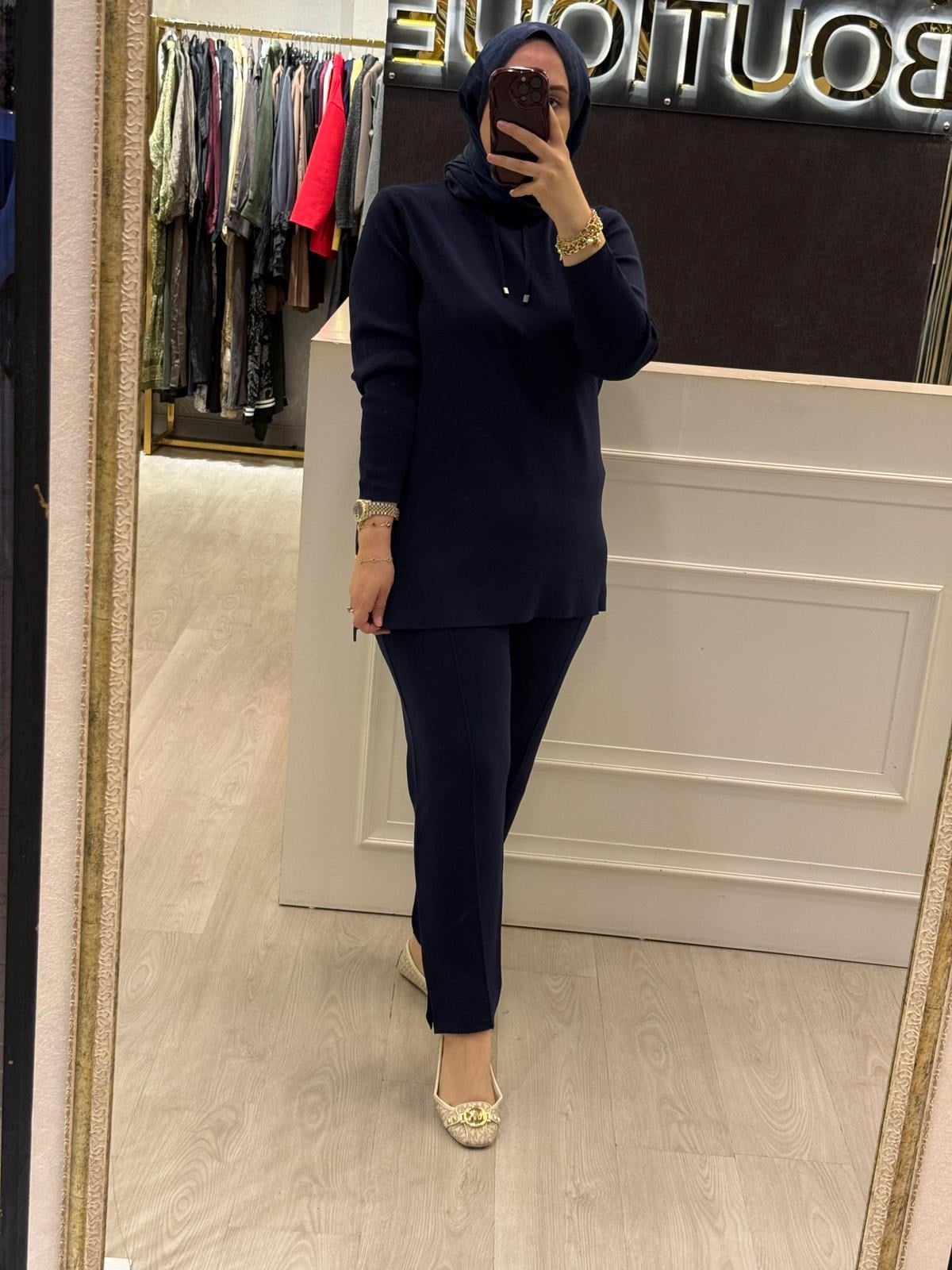 NUSS Merserize Boyunlu Bluz Pantolon Takım