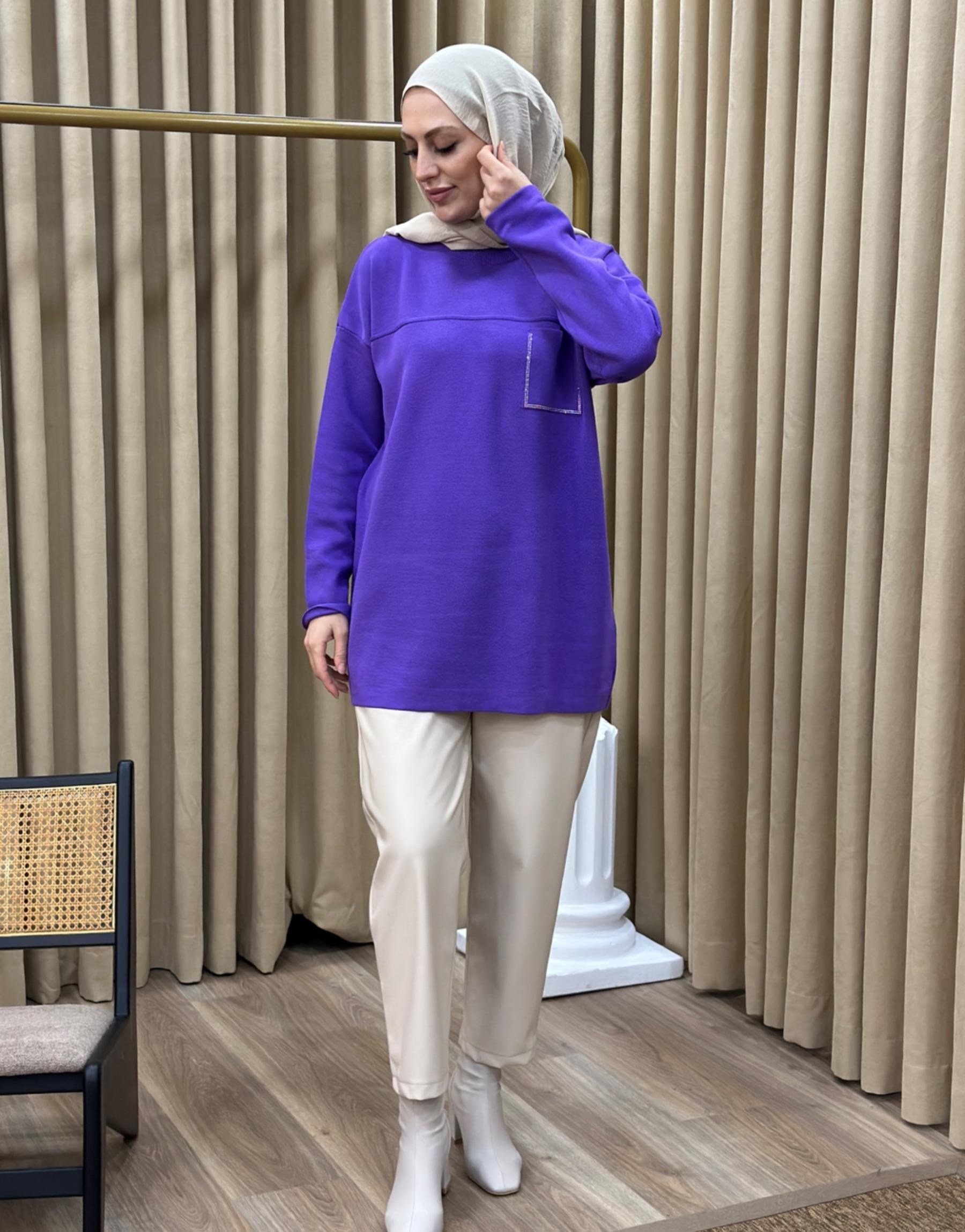 NUSS Taş Detaylı Merserize Tunik